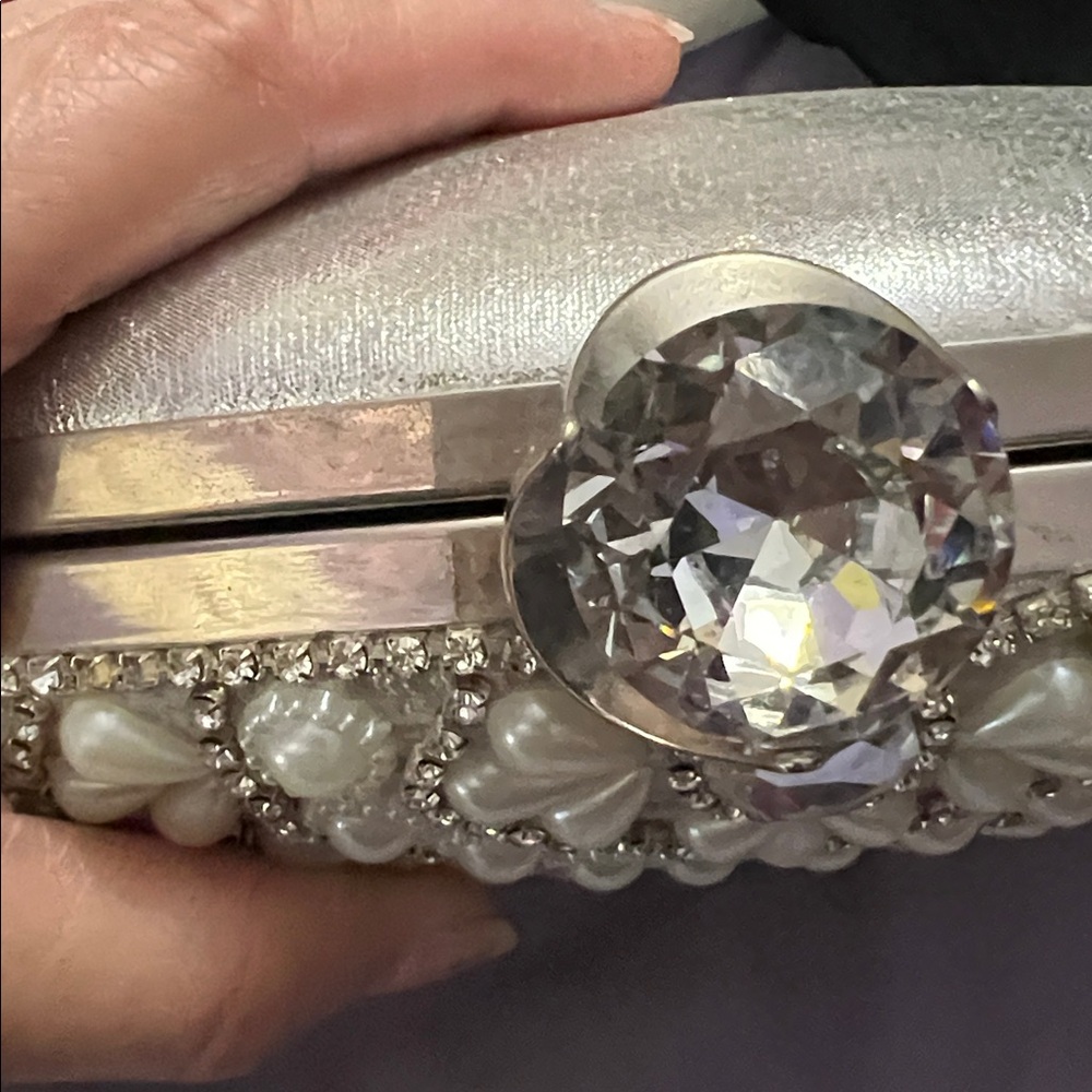 Vintage Ivory Pearl and Crystal Clutch - Picture 7 of 9
